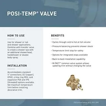 Moen Align Matte Black Posi-Temp Pressure Balancing Modern Shower Trim Kit, Valve Required, T2192BL