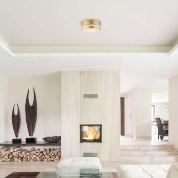 Globe Electric 60754 2-Light Flush Mount Ceiling Light, Soft Gold, Inner Frosted Shade, Ceiling Light Fixture, Light Fixtures Ceiling Mount, Bedroom Lights for Ceiling, Bulb Not Included