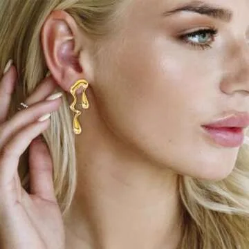 COARVXA 925 Sterling Silver Post Waterdrop Earrings Mismatched Earrings | Melting Liquid Asymmetrical Stainless Steel Drop Earrings | Dainty Waterdrop Melting Studs Jewelry Gifts for Women