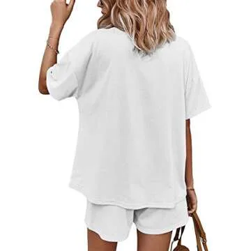 BZB Womens 2 Piece Short Sleeve Sweatsuit Sets V-neck Pullover and Shorts Solid Color Outfits Tracksuits
