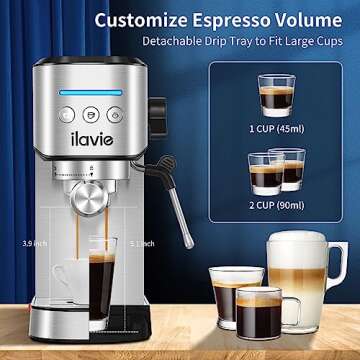 ILAVIE 20 Bar Espresso Machine with Steamer for At-Home Coffee Lovers