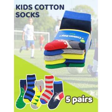 Fun Colorful Kids Socks - Shark Stripes & More!