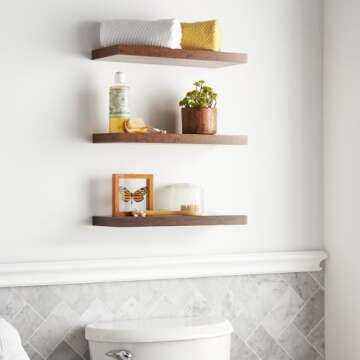 Rustic BAYKA Floating Wood Shelves - 22lbs Capacity