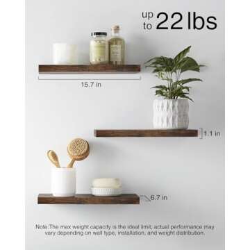 Rustic BAYKA Floating Wood Shelves - 22lbs Capacity