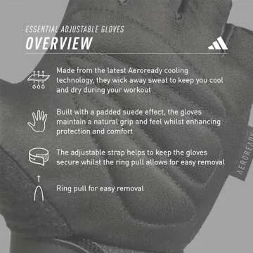 adidas Essential Adjustable Fingerless Gloves for Men and Women - Padded Weight Lifting Gloves - Adjustable Wrist Straps for Tailored, Secure Fit - Pink, Medium