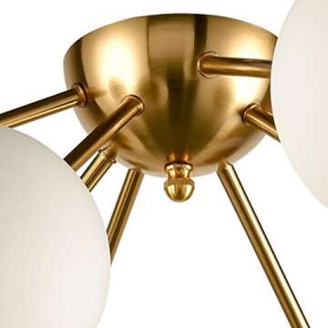 HOLKIRT Elegant Modern Globe Semi Flush Mount Ceiling Light, 8 Light Mid Century Sputnik Chandeliers...