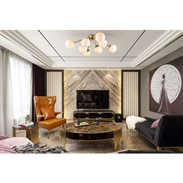 HOLKIRT Elegant Modern Globe Semi Flush Mount Ceiling Light, 8 Light Mid Century Sputnik Chandeliers Fixture