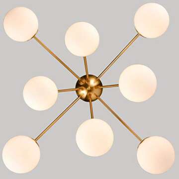 HOLKIRT Elegant Modern Globe Semi Flush Mount Ceiling Light, 8 Light Mid Century Sputnik Chandeliers Fixture
