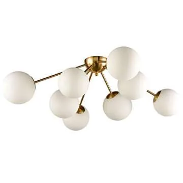 HOLKIRT Elegant Modern Globe Semi Flush Mount Ceiling Light, 8 Light Mid Century Sputnik Chandeliers Fixture