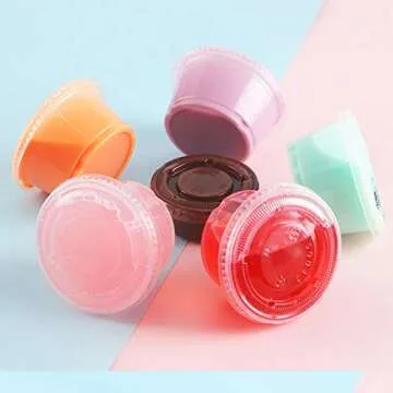 Rocutus 200 Pack 2 oz BPA Free Plastic Disposable Portion Cups with Lids, Jello Shots Sauce Condiment Souffle Dressing Mini Containers