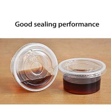 Rocutus 200 Pack 2 oz BPA Free Plastic Disposable Portion Cups with Lids, Jello Shots Sauce Condiment Souffle Dressing Mini Containers