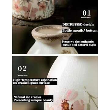 Vintage Floral Ceramic Vase Set for Home Decoration