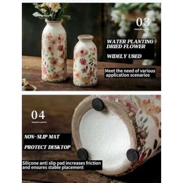 Vintage Floral Ceramic Vase Set for Home Decoration