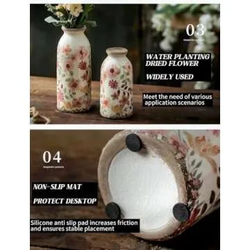 Vintage Floral Ceramic Vase Set for Home Decoration