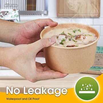 Ginkgo 90 Count 30 oz Extra Large Paper Bowls Leak Proof Disposable Hot Soup Bowls Bulk Large Salads...
