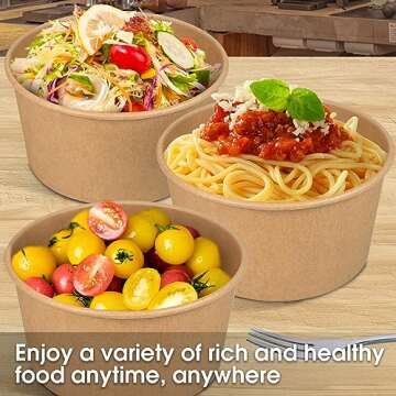 Ginkgo 90 Count 30 oz Extra Large Paper Bowls Leak Proof Disposable Hot Soup Bowls Bulk Large Salads Bowls, Heavy Duty Paper Bowls for Ice Cream, Hot Soup, Salad, Dessert, Cereals, Food