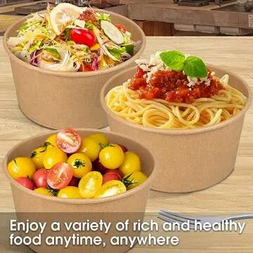 Ginkgo 90 Count 30 oz Extra Large Paper Bowls Leak Proof Disposable Hot Soup Bowls Bulk Large Salads Bowls, Heavy Duty Paper Bowls for Ice Cream, Hot Soup, Salad, Dessert, Cereals, Food