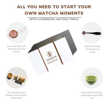 Youkoya Matcha Traditional Starter Set: 4 Pieces for Authentic Tea Preparation