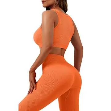 JZC Women's Seamless Ribbed High Waist Leggings Set