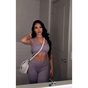 JZC Women's Seamless Ribbed High Waist Leggings Set