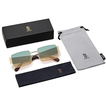 SOJOS Retro Rectangle Sunglasses for Men and Women