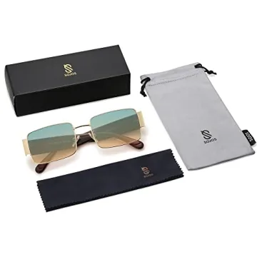 SOJOS Retro Rectangle Sunglasses for Men and Women