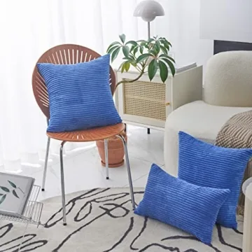 Soft Blue Velvet Corduroy Pillow Cover for Stylish Decor