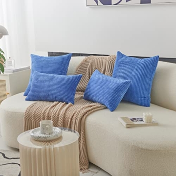 Soft Blue Velvet Corduroy Pillow Cover for Stylish Decor