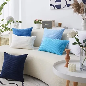 Soft Blue Velvet Corduroy Pillow Cover for Stylish Decor