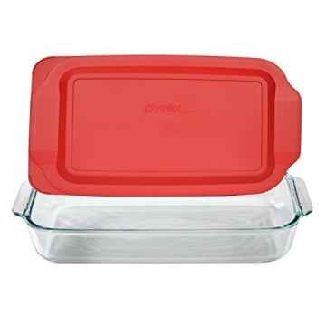 Pyrex 3 Quart Glass Baking Dish with Red Lid Made in USA