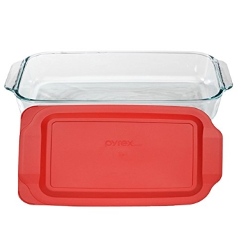 Pyrex 3 Quart Glass Baking Dish with Red Lid Made in USA