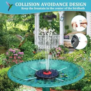 GAIZERL Solar Fountain Upgrade with LED Lights & 8 Modes