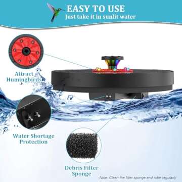 GAIZERL Solar Fountain Upgrade with LED Lights & 8 Modes