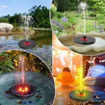 GAIZERL Solar Fountain Upgrade with LED Lights & 8 Modes
