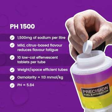 Precision Hydration Lite Electrolyte Drink - Multi Strength Effervescent Hydration Tablets - Combats Cramp - Low Calorie, Gluten Free, Vegan/Vegetarian Friendly, NSF (1 Tube, 1500mg/L - Purple Tube)