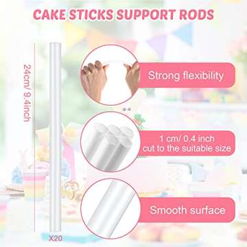 98 Pieces Cake Tier Stacking Kit Sturdy Round Cake Boards 6 Inch, 8 Inch, 10 Inch with Parchment Paper Round and Plastic Cake Dowel Rods for Tiered Cakes for Wedding Birthday Party