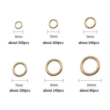 1500Pcs Mixed 6 Sizes Open Jump Rings,4mm 5mm 6mm 7mm 8mm 10mm Jump Ring Jewelry Keychain for Jewelr...
