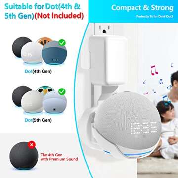 ZUOLACO Wall Mount Holder for Echo Dot 5th Generation, Outlet Hanger Stand for Echo Dot (5th & 4th G...