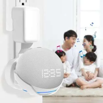 ZUOLACO Wall Mount Holder for Echo Dot 5th Generation, Outlet Hanger Stand for Echo Dot (5th & 4th Gen), Space-Saving Dot Accessories with Built-in Cable Management, Hide Messy Wires, White