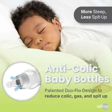 Avima 10 oz Anti Colic Baby Bottle Set - Medium Flow Nipples Included, Standard Neck, BPA Free - 3-6 Months, Stage 2 Feeding for Gas, Spit Up & Colic (Set of 8)