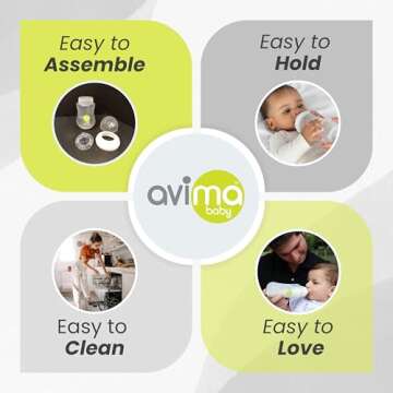 Avima 10 oz Anti Colic Baby Bottle Set - Medium Flow Nipples Included, Standard Neck, BPA Free - 3-6 Months, Stage 2 Feeding for Gas, Spit Up & Colic (Set of 8)