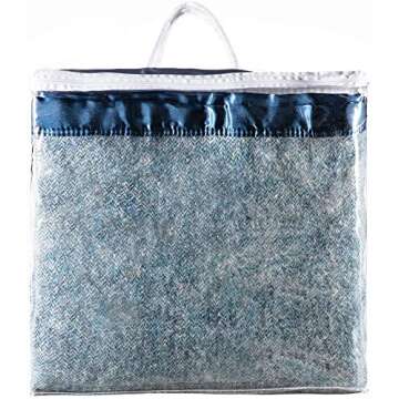 Spencer & Whitney Herringbone Wool Throw Blanket - Blue, Queen Size