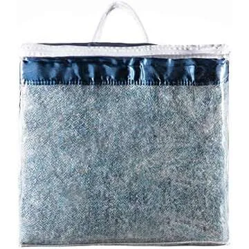 Spencer & Whitney Herringbone Wool Throw Blanket - Blue, Queen Size