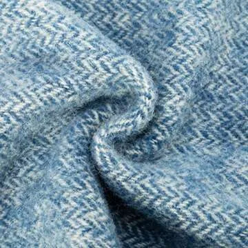 Spencer & Whitney Herringbone Wool Throw Blanket - Blue, Queen Size