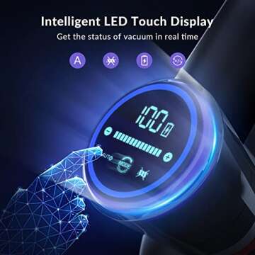 UDON Cordless Vacuum Cleaner - Stick Vacuum with up to 50 Minutes of Runtime, 7 Cleaning Modes, LED ...