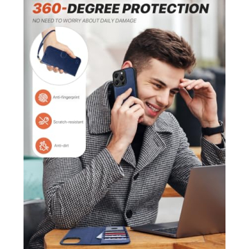 OCASE for iPhone 16 Pro Max Case Detachable Wallet Case with Card Holder, [2 in 1] PU Leather Flip Folio Case with RFID Blocking Stand Wrist Strap Shockproof Phone Cover 6.9 Inch 2024, Blue