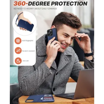 OCASE for iPhone 16 Pro Max Case Detachable Wallet Case with Card Holder, [2 in 1] PU Leather Flip Folio Case with RFID Blocking Stand Wrist Strap Shockproof Phone Cover 6.9 Inch 2024, Blue