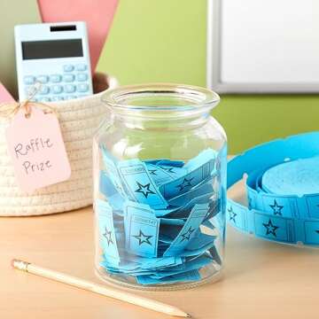 Juvale 2000-Count Numbered Blue Star Raffle Tickets, Single Ticket Roll for Party Events, Prize Rewa...