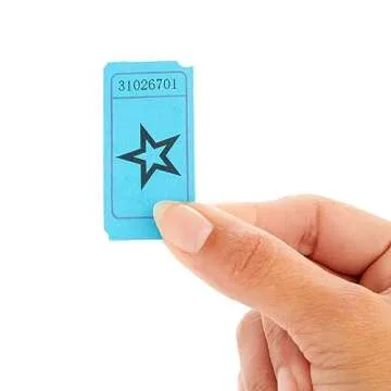 Juvale 2000-Count Numbered Blue Star Raffle Tickets, Single Ticket Roll for Party Events, Prize Reward, Fundraiser Drawing, Carnival, Giveaways, School Classroom Supplies (2x1 in)