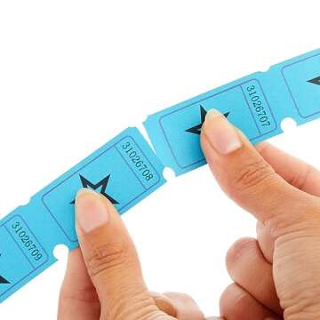 Juvale 2000-Count Numbered Blue Star Raffle Tickets, Single Ticket Roll for Party Events, Prize Reward, Fundraiser Drawing, Carnival, Giveaways, School Classroom Supplies (2x1 in)